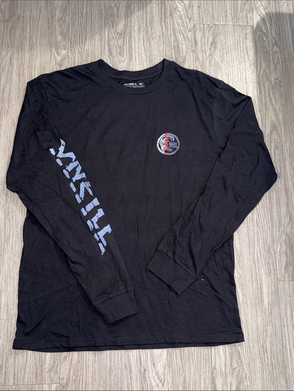 O'Neill Black Long Sleeve Tee with Blue and Red Logo